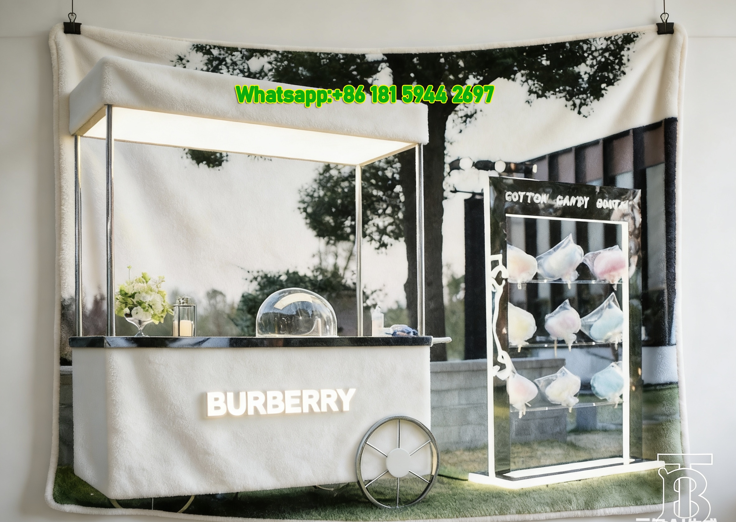 Burberry Cotton Candy Cart Flannel Sofa Throw Blanket B191